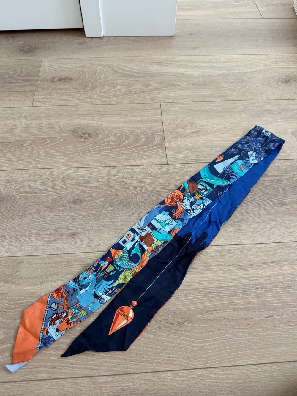 Silk Twill Multicolor Scarf Tie - Blue & Orange